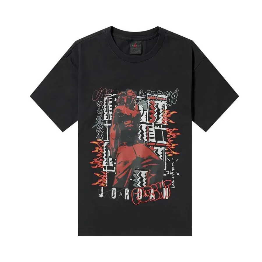Air Jordan x Travis Scott Joint Houston Rapper Short Sleeved Tee Black