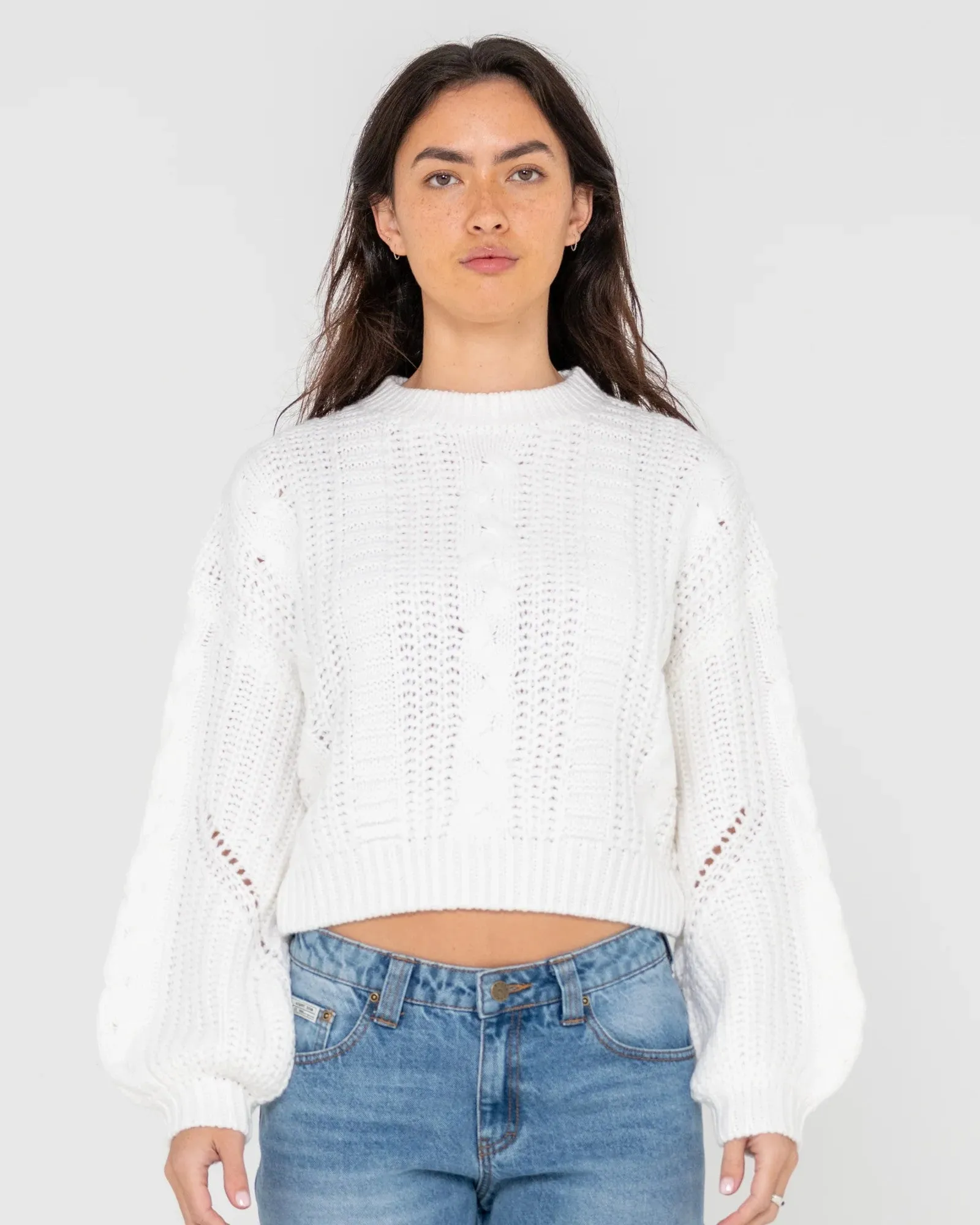 Folktale Crop Chunky Knit Snow