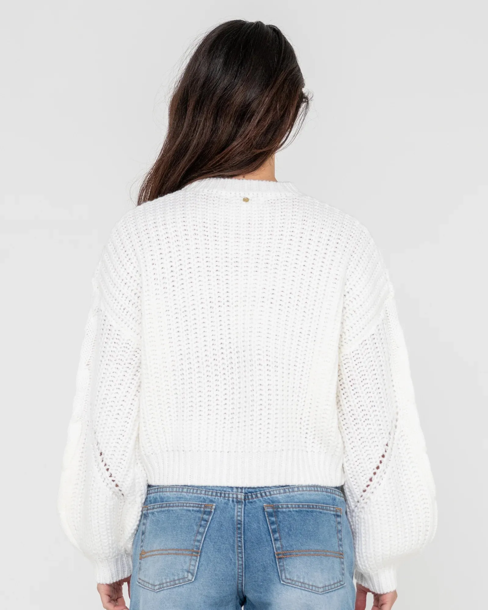 Folktale Crop Chunky Knit Snow