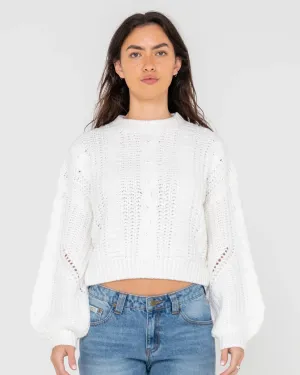 Folktale Crop Chunky Knit Snow