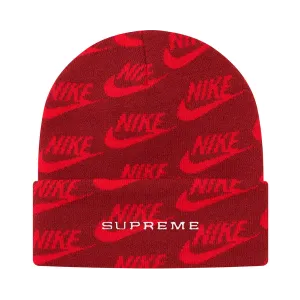 Supreme x Nike Jacquard Logos Beanie Red