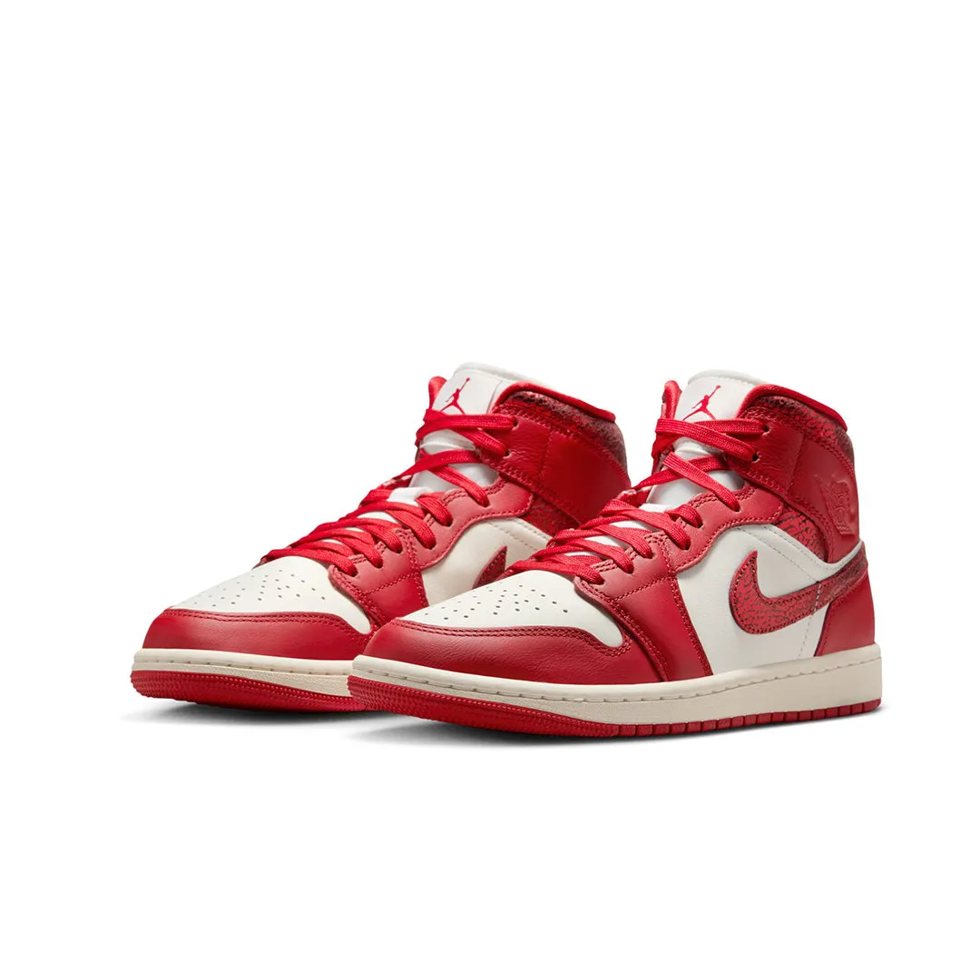 WOMEN'S AIR JORDAN 1 MID SE RED CRACKED LEATHER